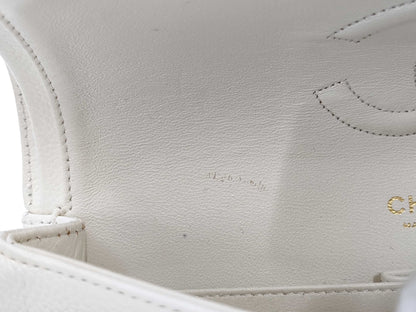 CHANEL Caviar Skin Double Flap Matelasse Chain Shoulder Bag White 9 Series Shoulder Bag