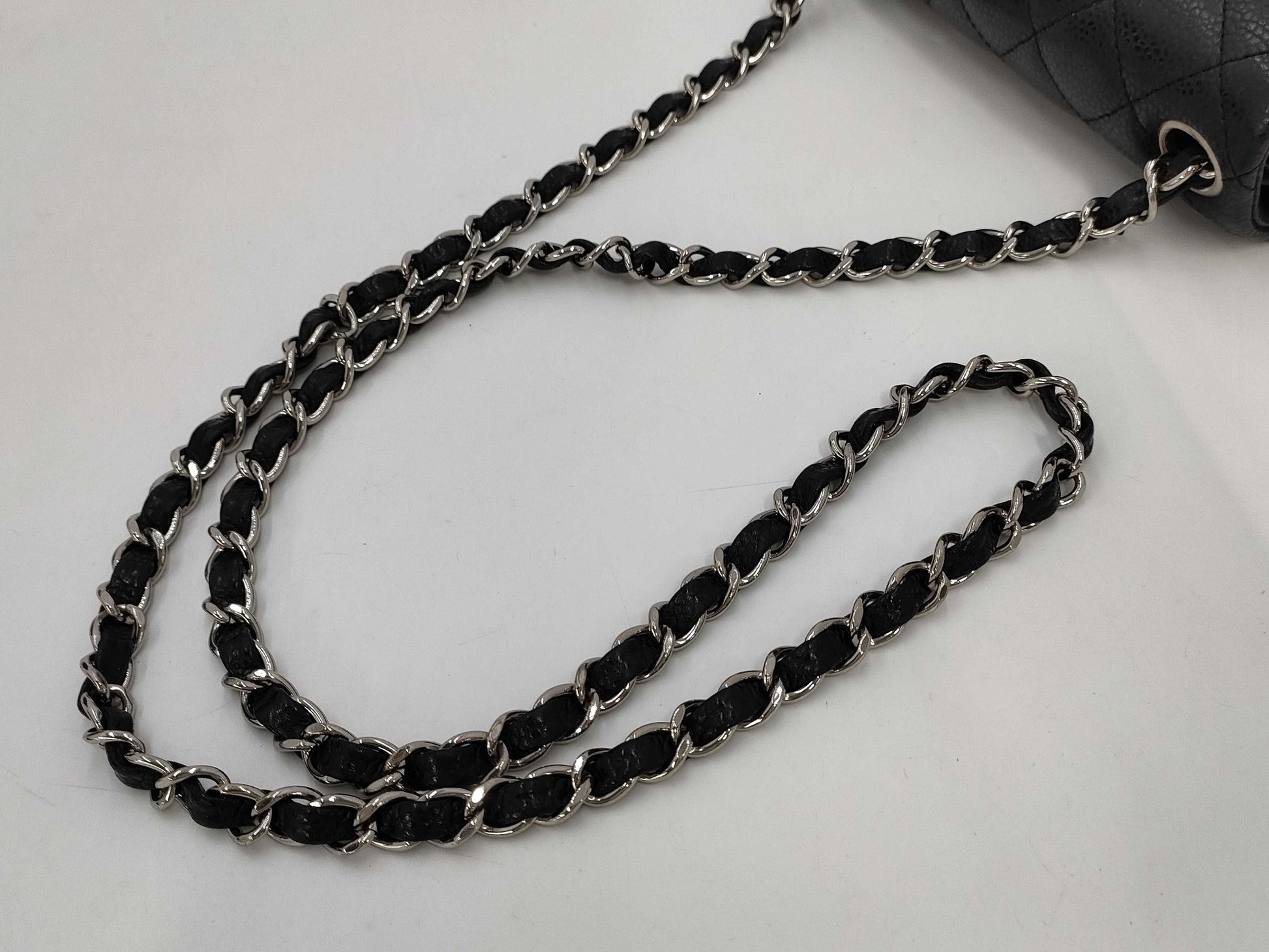 CHANEL Mini Matelasse Caviar Leather Chain Shoulder Bag, Black, 18 Series