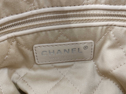 CHANEL Calfskin WHITE SILVER Chanel 22 Line IC Shoulder Bag