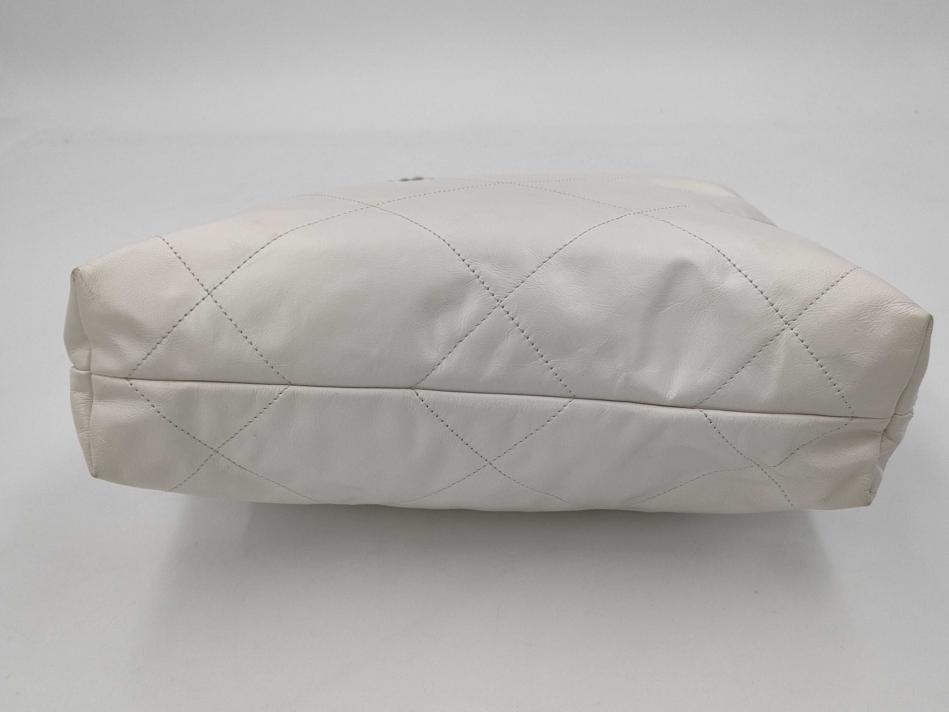 CHANEL Calfskin WHITE SILVER Chanel 22 Line IC Shoulder Bag