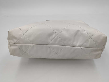 CHANEL Calfskin WHITE SILVER Chanel 22 Line IC Shoulder Bag