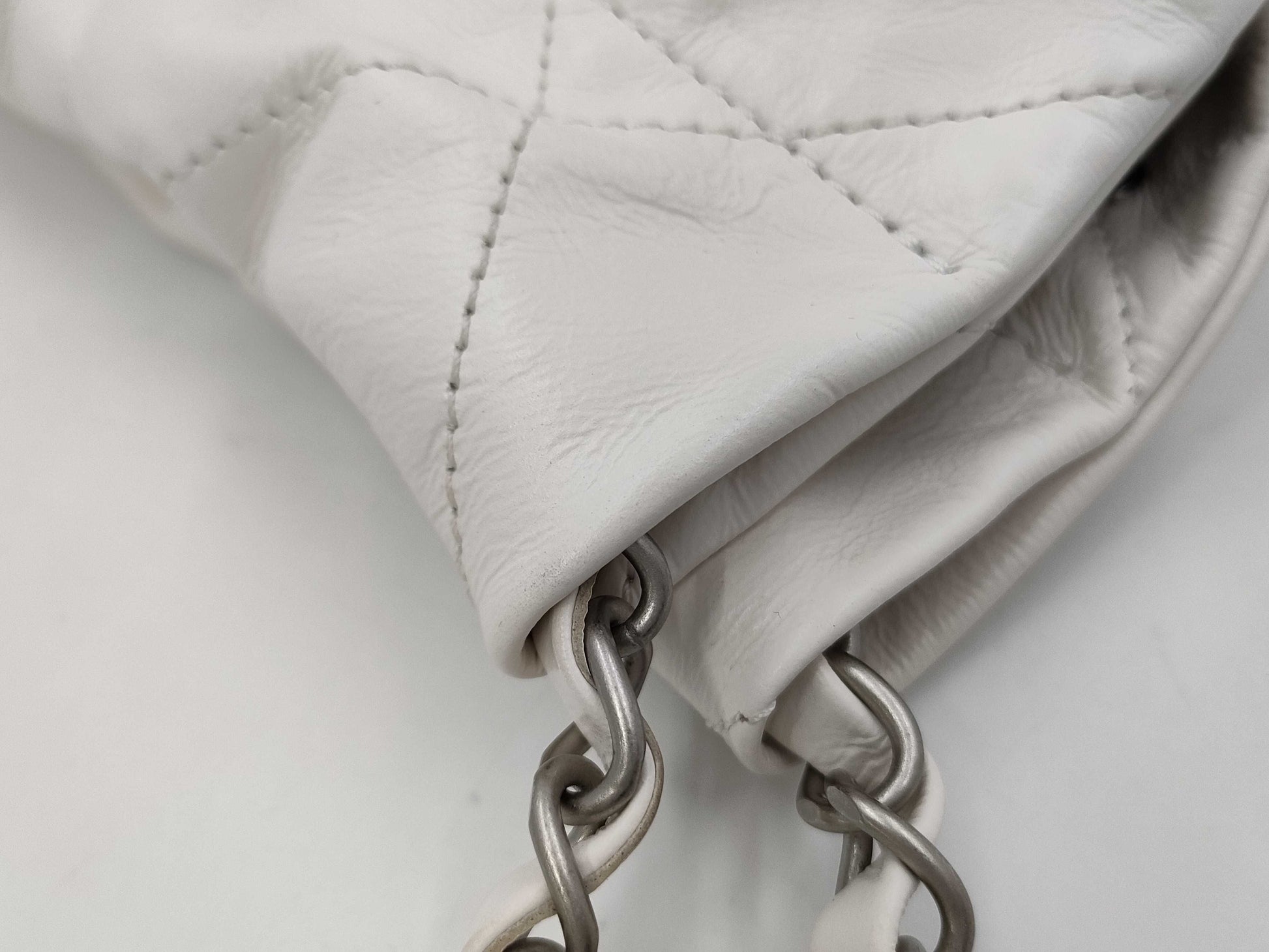 CHANEL Calfskin WHITE SILVER Chanel 22 Line IC Shoulder Bag