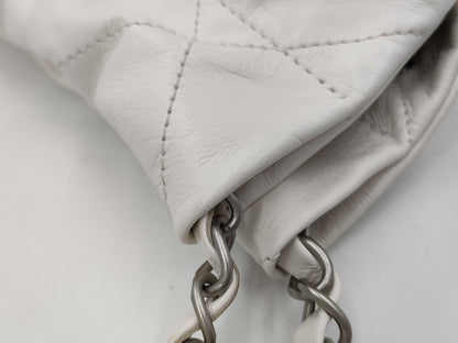 CHANEL Calfskin WHITE SILVER Chanel 22 Line IC Shoulder Bag