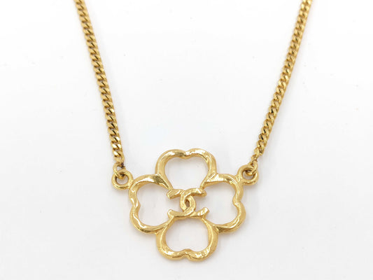 CHANEL Clover Coco Mark Necklace