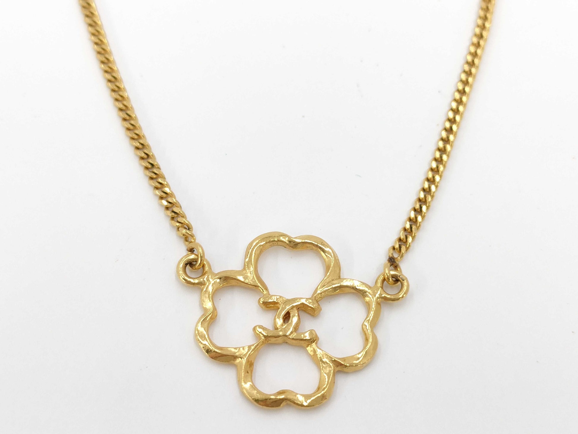 CHANEL Clover Coco Mark Necklace