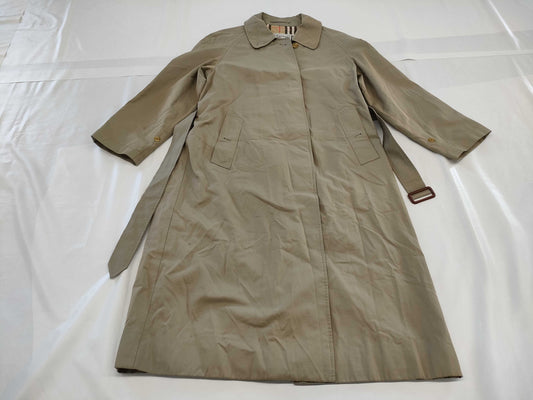 BURBERRY Belted Nova Check Khaki Long Coat with White Tag, 9AR C-TK83
