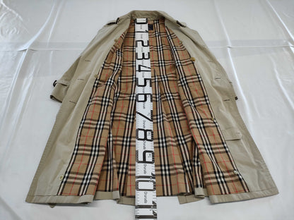 BURBERRY Belted Nova Check Khaki Trench Coat, Size 48