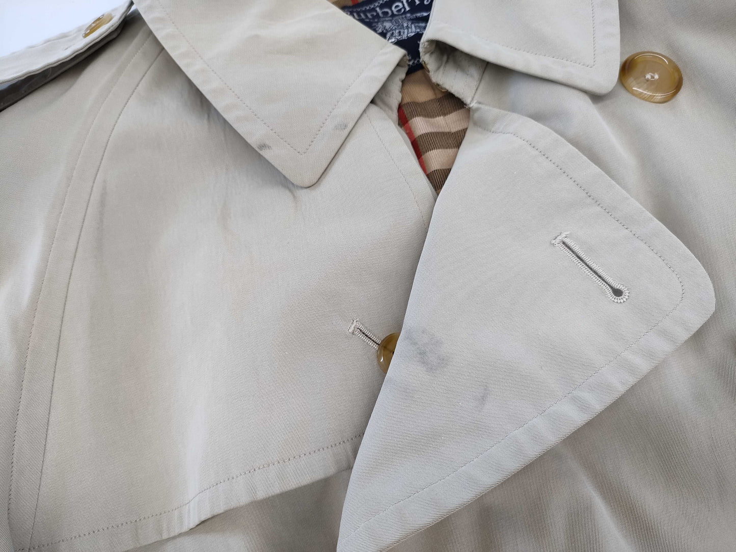 BURBERRY Belted Nova Check Khaki Trench Coat, Size 48