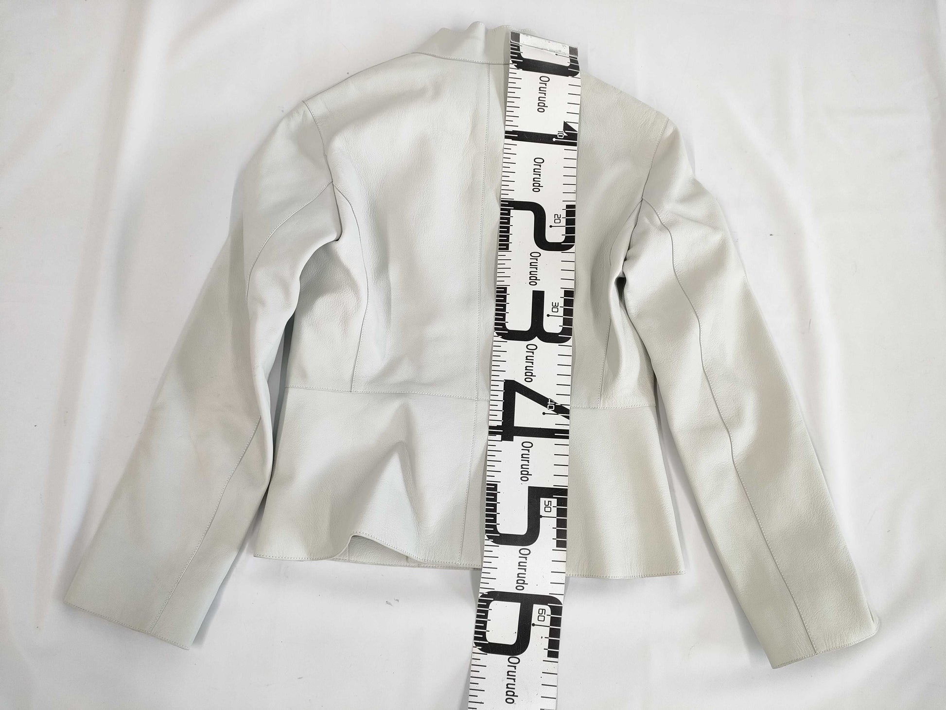 HERMES Women's Biker Jacket, Size 34, Ice Blue Goatskin