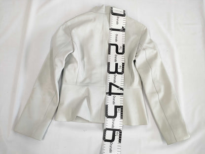 HERMES Women's Biker Jacket, Size 34, Ice Blue Goatskin