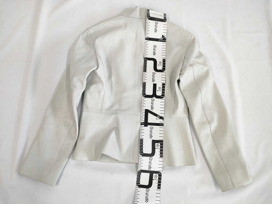 HERMES Women's Biker Jacket, Size 34, Ice Blue Goatskin
