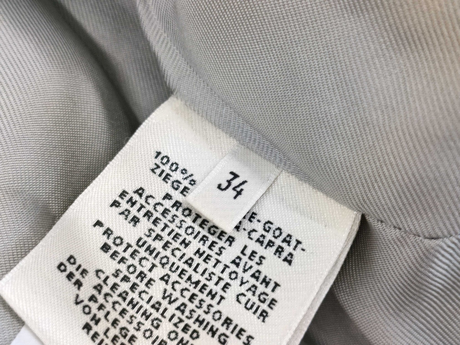 HERMES Women's Biker Jacket, Size 34, Ice Blue Goatskin