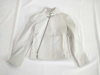 HERMES Women's Biker Jacket, Size 34, Ice Blue Goatskin