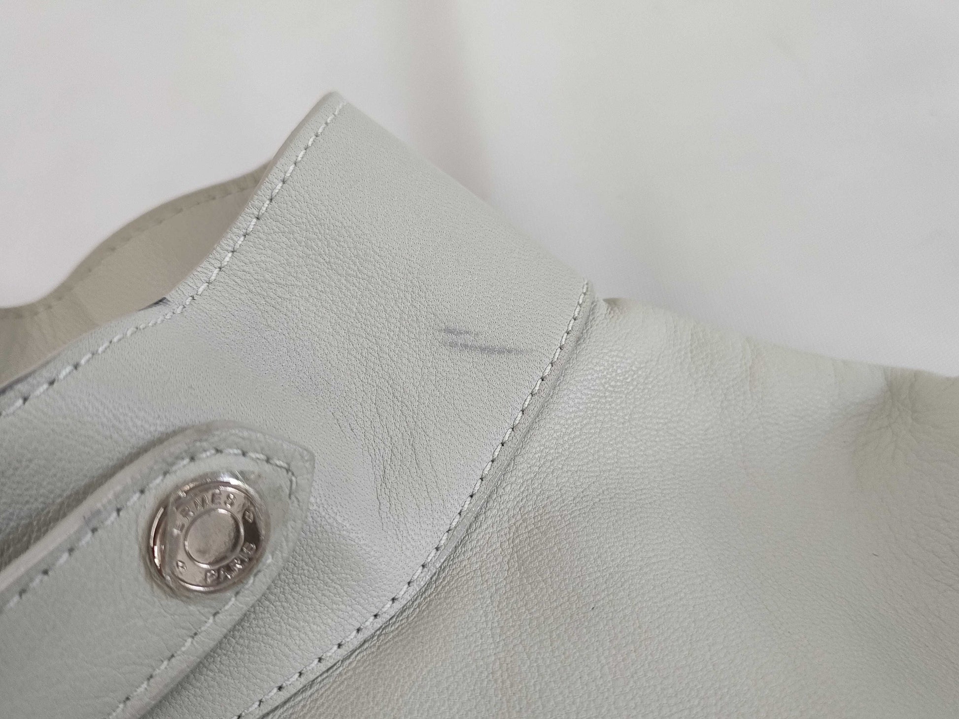 HERMES Women's Biker Jacket, Size 34, Ice Blue Goatskin