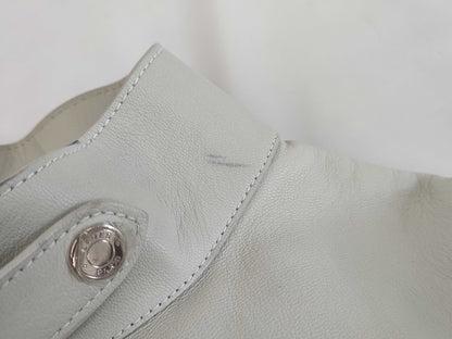 HERMES Women's Biker Jacket, Size 34, Ice Blue Goatskin
