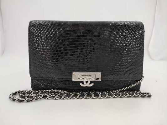 CHANEL Lizard Chain Wallet Shoulder Bag