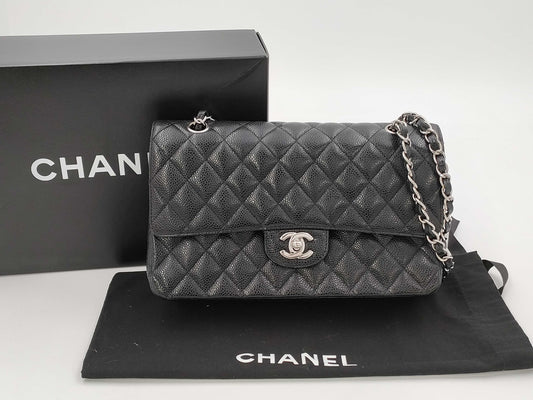 CHANEL Caviar Mato Double Flap Shoulder Bag