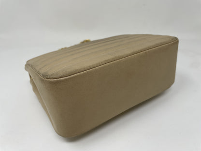 CHANEL CHANEL Shoulder Bag Lambskin Wave Stitch Beige Shoulder Bag