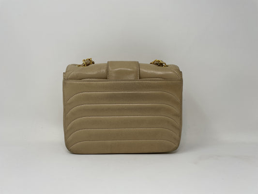CHANEL CHANEL Shoulder Bag Lambskin Wave Stitch Beige Shoulder Bag