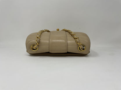 CHANEL CHANEL Shoulder Bag Lambskin Wave Stitch Beige Shoulder Bag