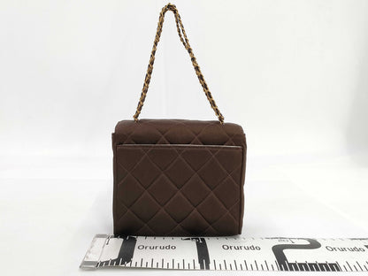 CHANEL Satin Brown Shoulder Bag