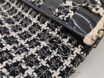 CHANEL Tweed Patent Shoulder Bag