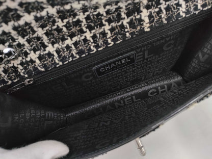 CHANEL Tweed Patent Shoulder Bag