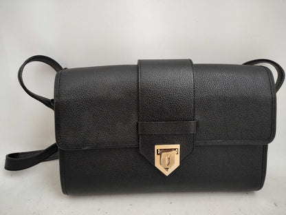 Yves Saint Laurent Cassandra Shoulder Bag in Black Leather