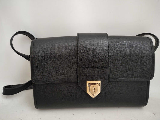 Yves Saint Laurent Cassandra Shoulder Bag in Black Leather