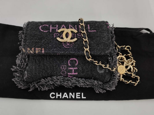 CHANEL CHANEL Mini Matelasse Coco Mark Denim Waist Pouch Chain Shoulder Bag 32 Series Pouch