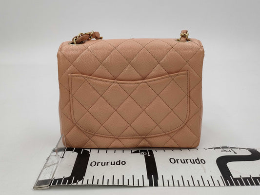 CHANEL CHANEL Mini Matelasse Caviar Skin Pink with Seal No. 8 Shoulder Bag