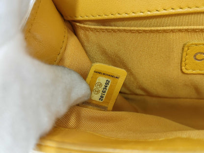 CHANEL Boy Chanel Matelasse Lambskin Chain Shoulder Bag Yellow
