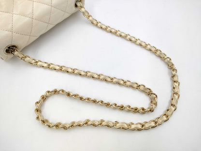 CHANEL CHANEL Mini Matelasse Lambskin Chain Shoulder Bag Beige with GD Hardware