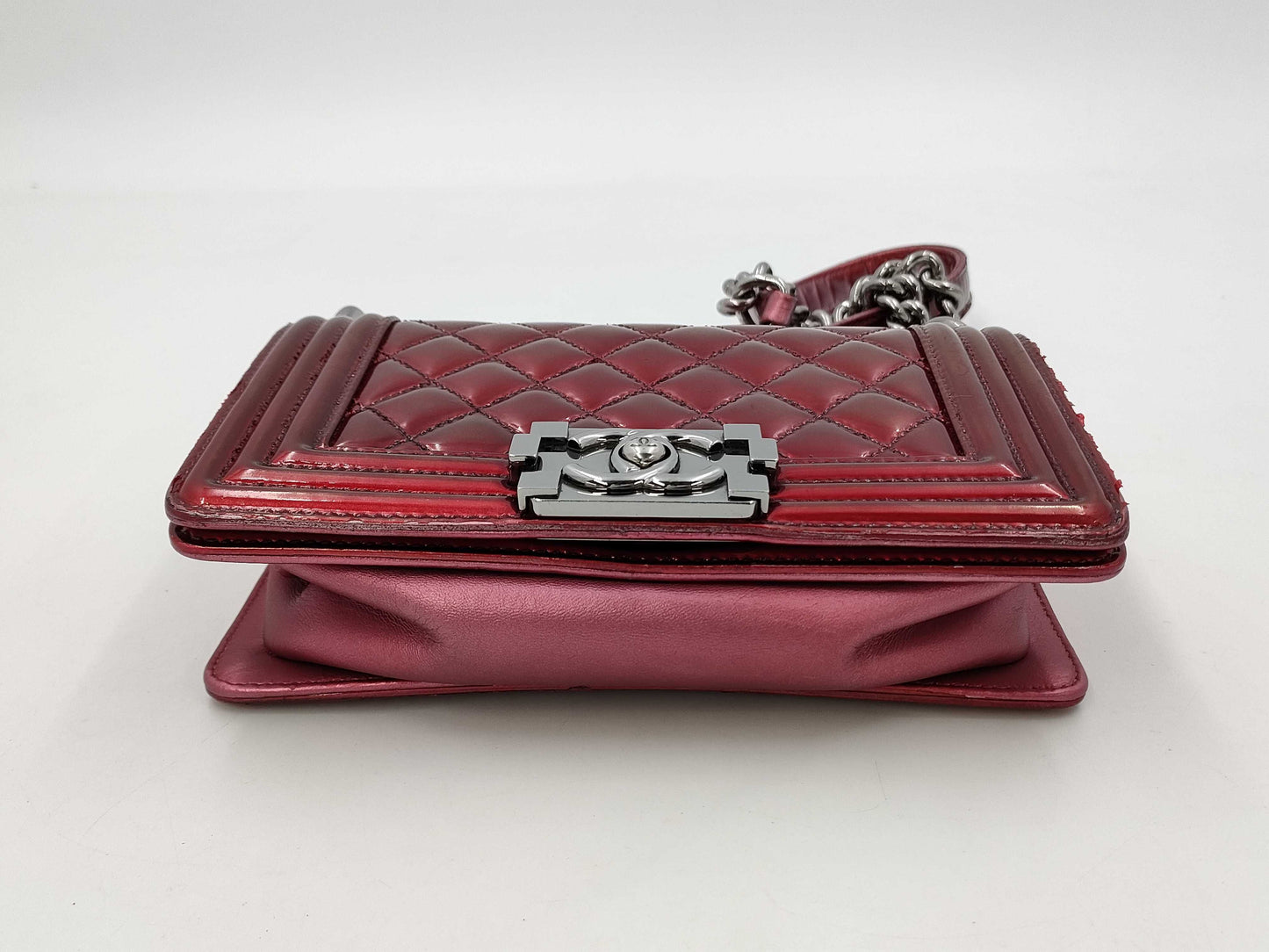CHANEL Boy Chanel Patent Matelasse Chain Shoulder Bag