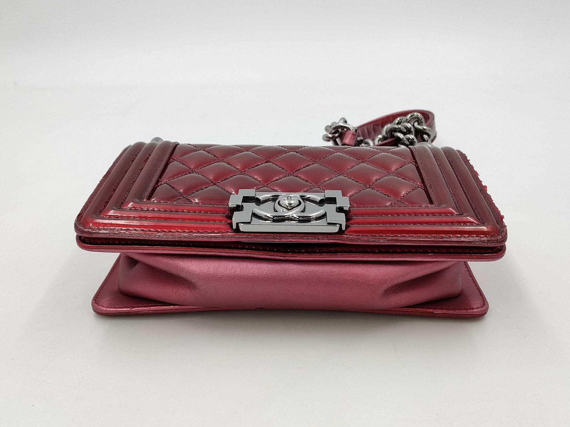 CHANEL Boy Chanel Patent Matelasse Chain Shoulder Bag