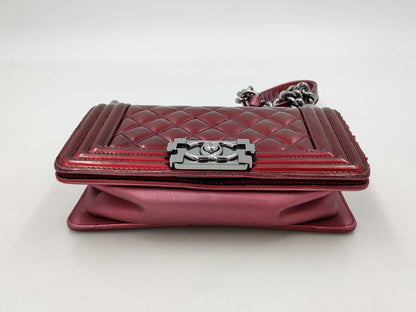 CHANEL Boy Chanel Patent Matelasse Chain Shoulder Bag