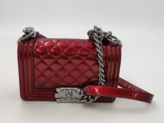 CHANEL Boy Chanel Patent Matelasse Chain Shoulder Bag
