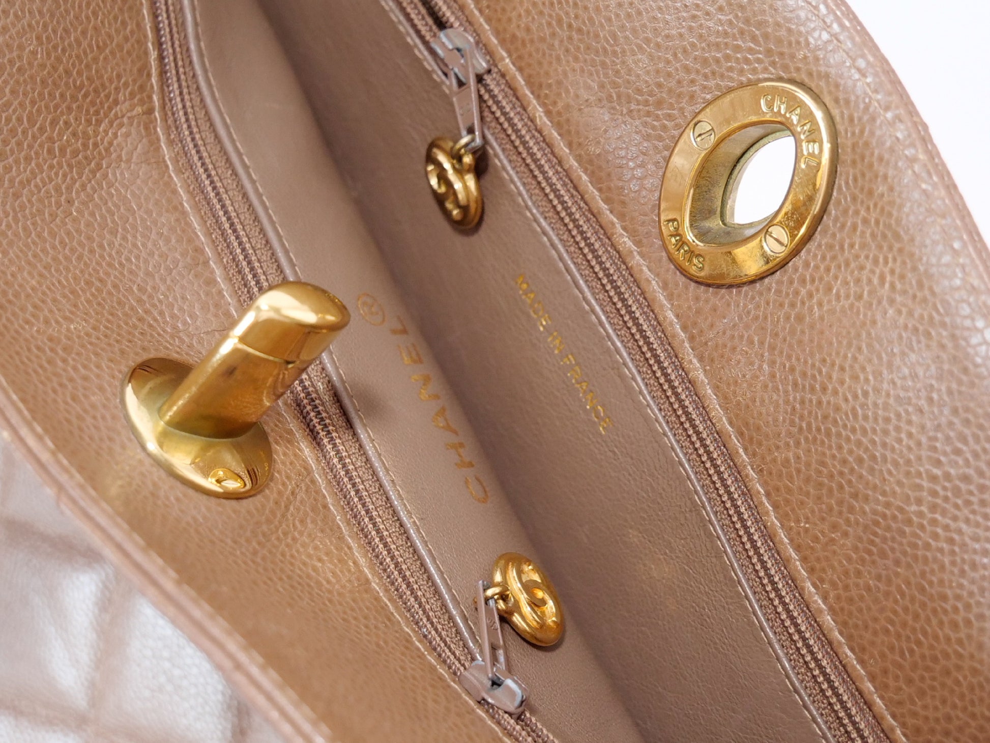 CHANEL Caviar Skin Chain Tote with Coco Mark and Serial Seal