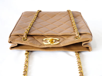 CHANEL Caviar Skin Chain Tote with Coco Mark and Serial Seal