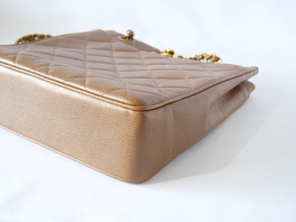 CHANEL Caviar Skin Chain Tote with Coco Mark and Serial Seal