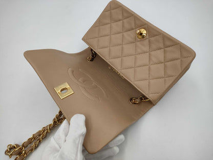 CHANEL Mini Matelasse Full Flap Beige Shoulder Bag 1886145