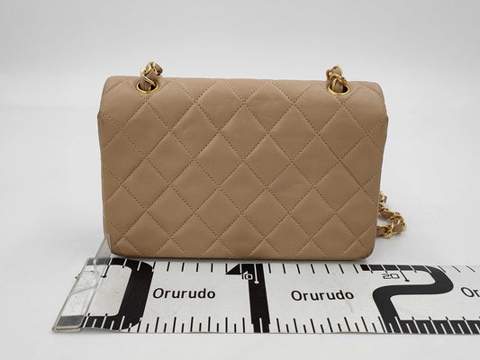 CHANEL Mini Matelasse Full Flap Beige Shoulder Bag 1886145