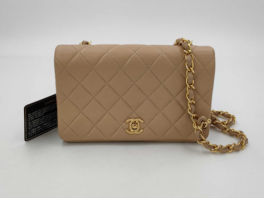 CHANEL Mini Matelasse Full Flap Beige Shoulder Bag 1886145