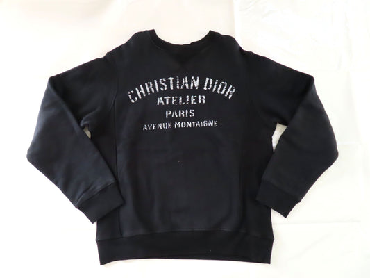 Dior Christian Dior 20AW Atelier Logo Crew Neck Sweatshirt, Black, Size: XS, 043J655A0531, Tops