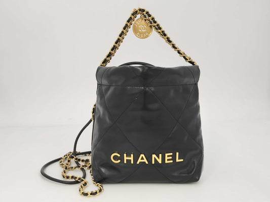 CHANEL Lamb Shiny Calfskin 22 Shoulder Bag, Unused