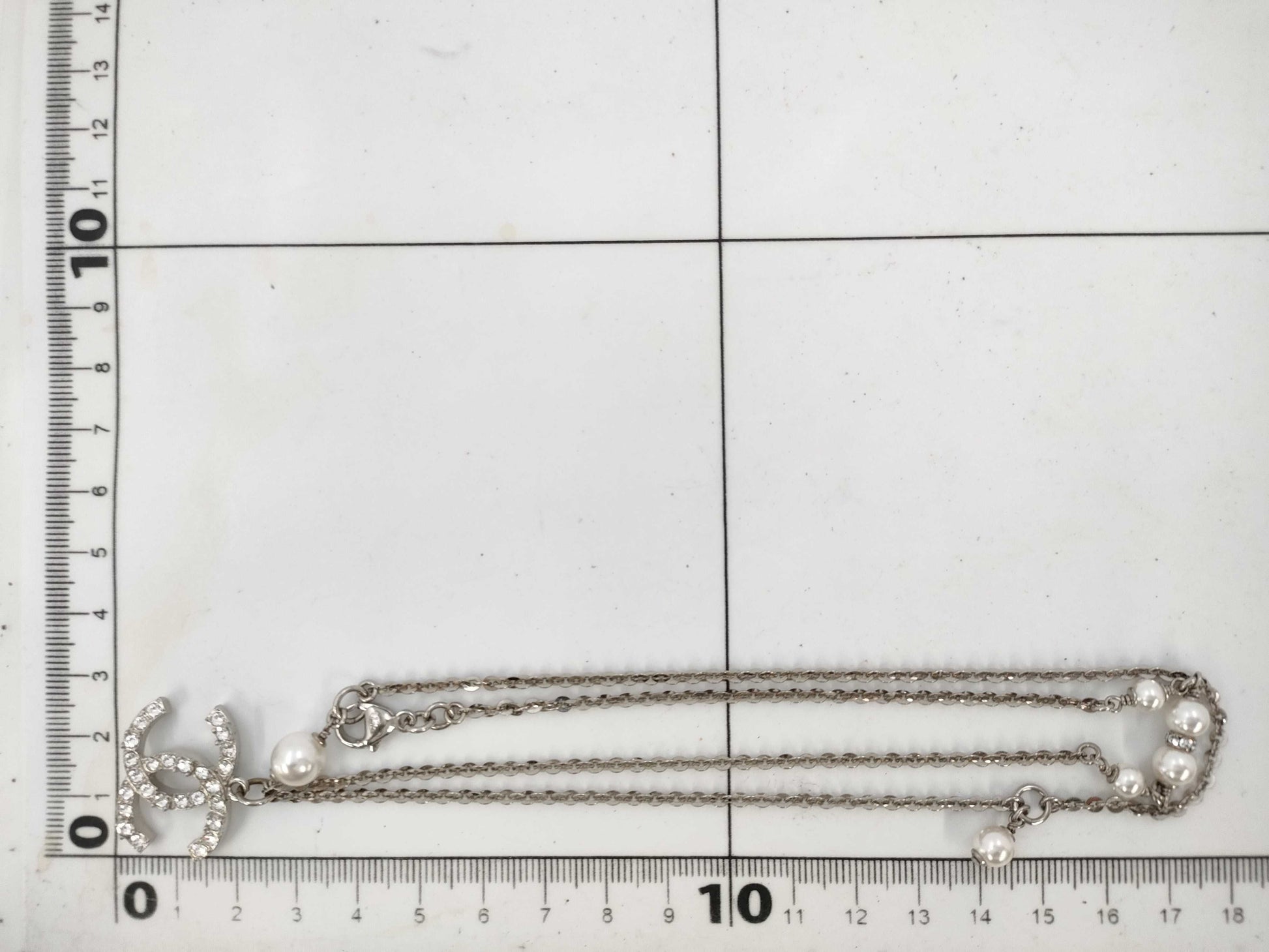CHANEL Coco Mark Rhinestone Pearl Long C20B Necklace