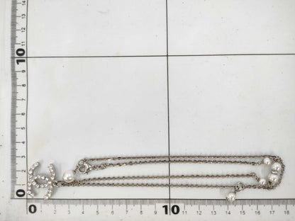 CHANEL Coco Mark Rhinestone Pearl Long C20B Necklace