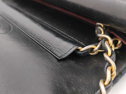 CHANEL Matelasse Lambskin Double Flap Chain Shoulder Bag