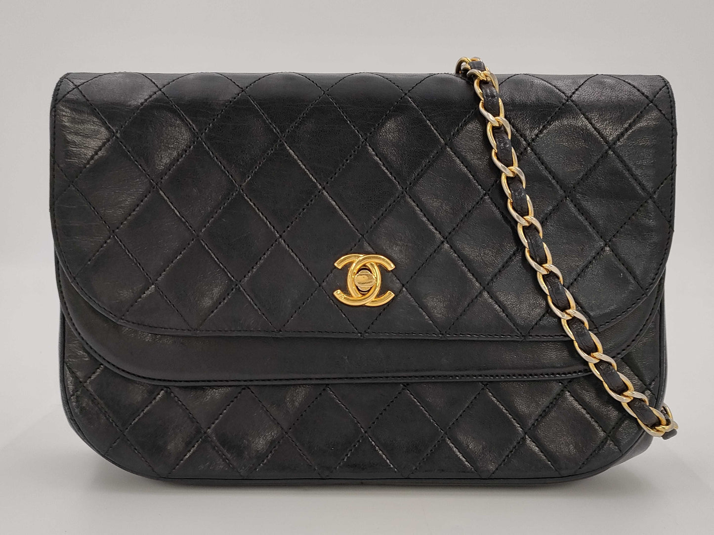 CHANEL Matelasse Lambskin Double Flap Chain Shoulder Bag