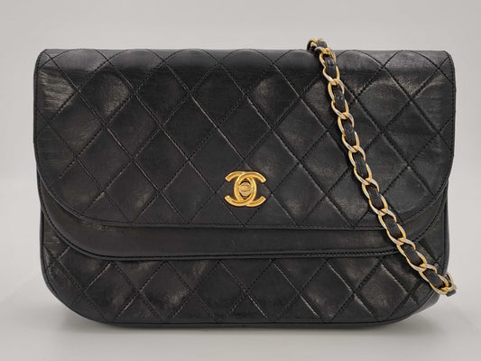 CHANEL Matelasse Lambskin Double Flap Chain Shoulder Bag